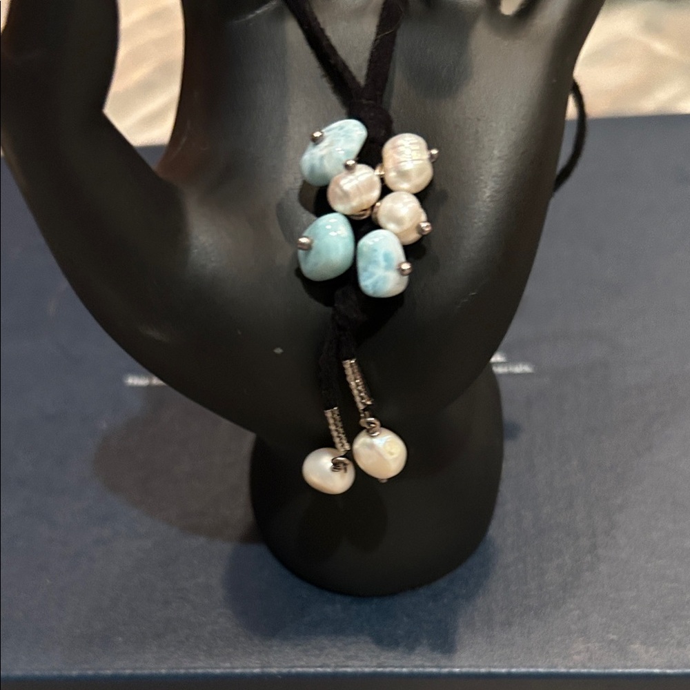Elegant Pearl and turquoise Stone Necklace
